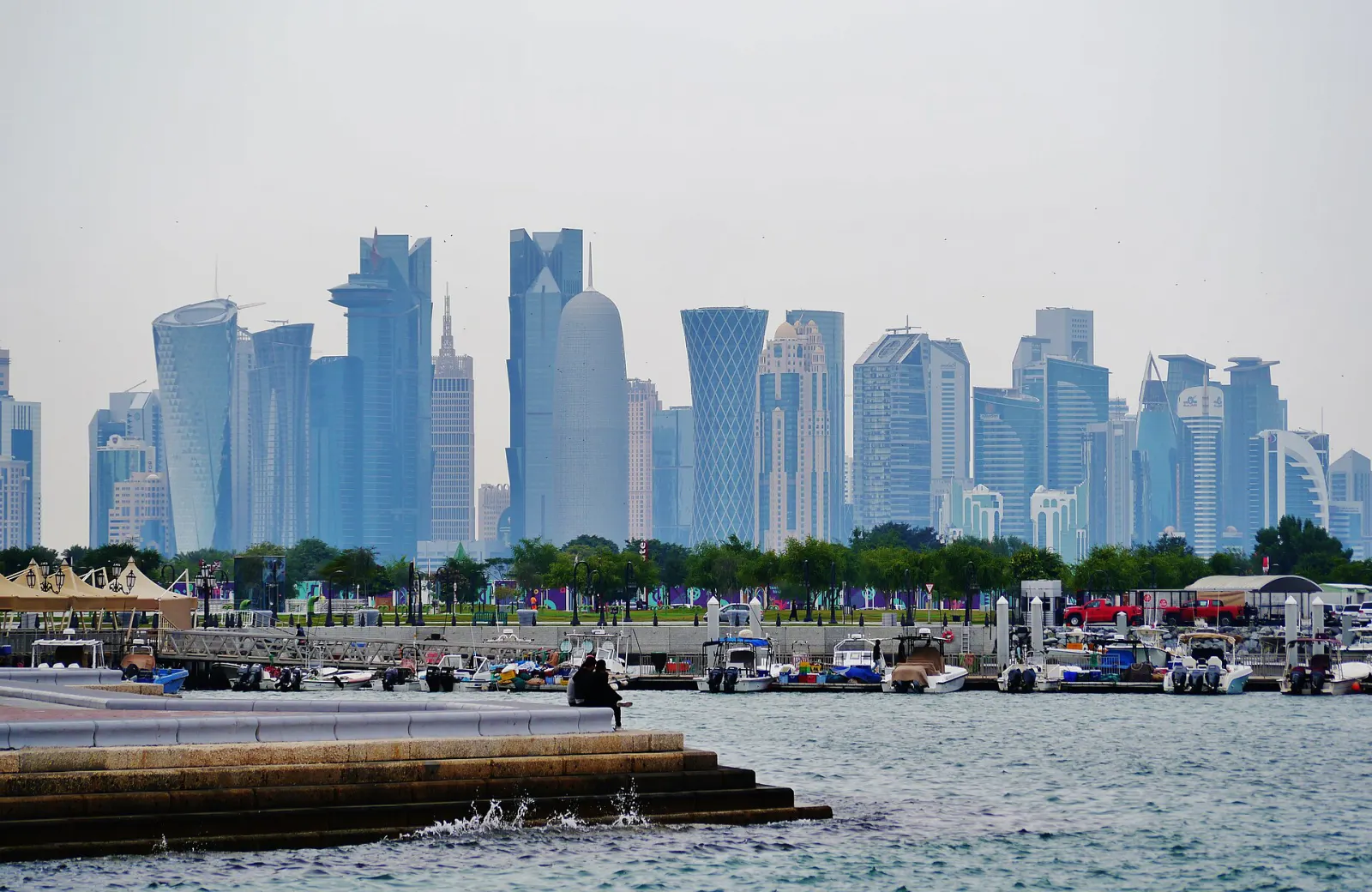 The West Bay skyline seen across the water from Doha Corniche